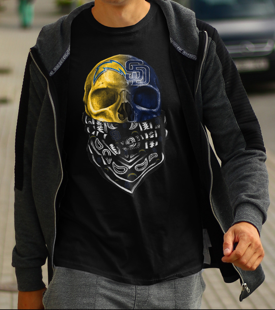 Chargers Padres Skull Bandana T-Shirt