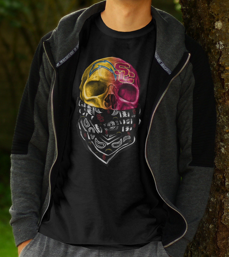 Sku 035 Usc Chargers Skull Bandana T-Shirt