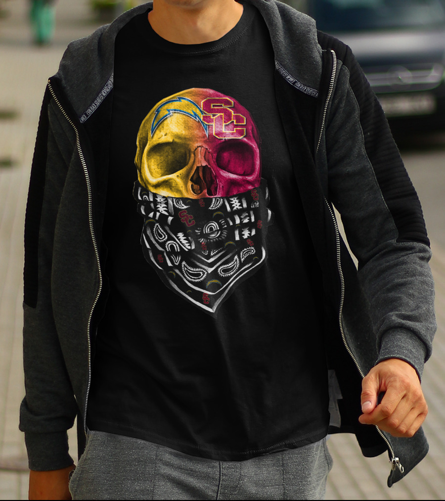 Sku 035 Usc Chargers Skull Bandana T-Shirt