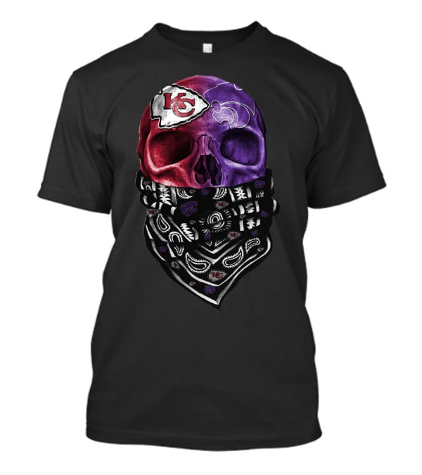 Kansas City Chiefs And New Orleans Saints Skull Bandana Sku 038 T-Shirt