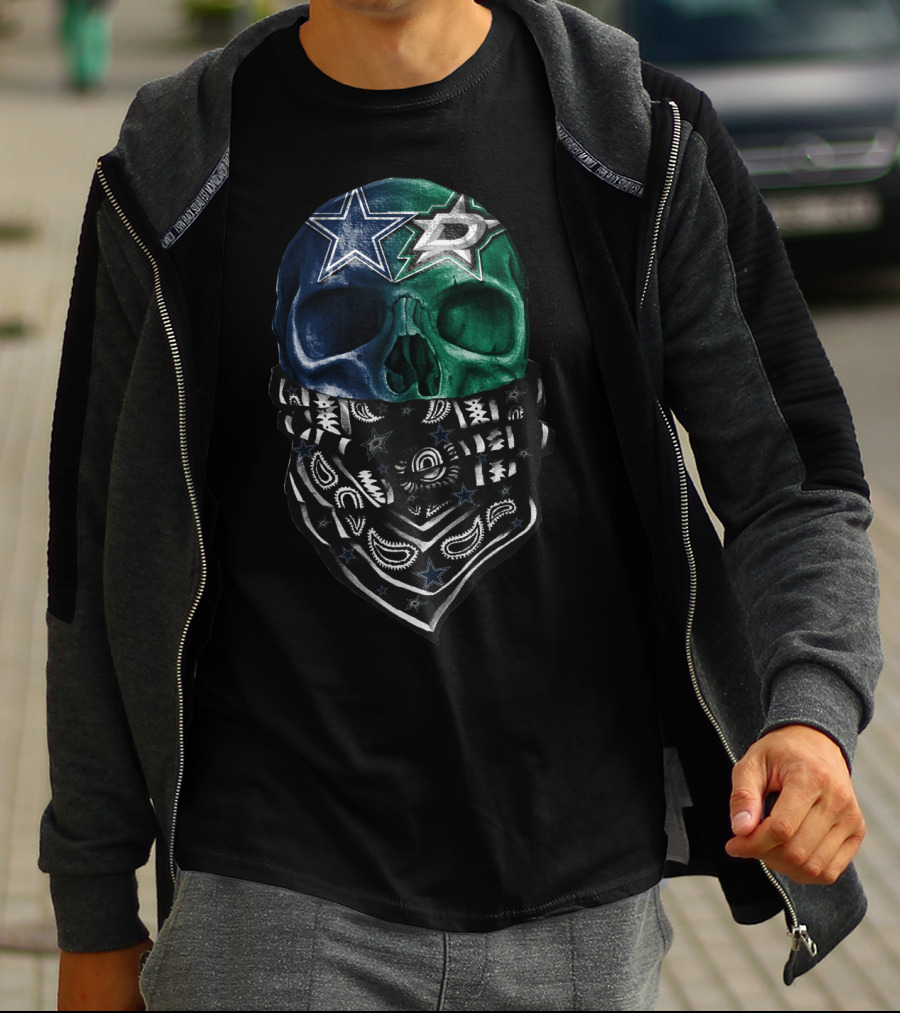 Dallas Stars Skull Bandana Design Sku 045 T-Shirt