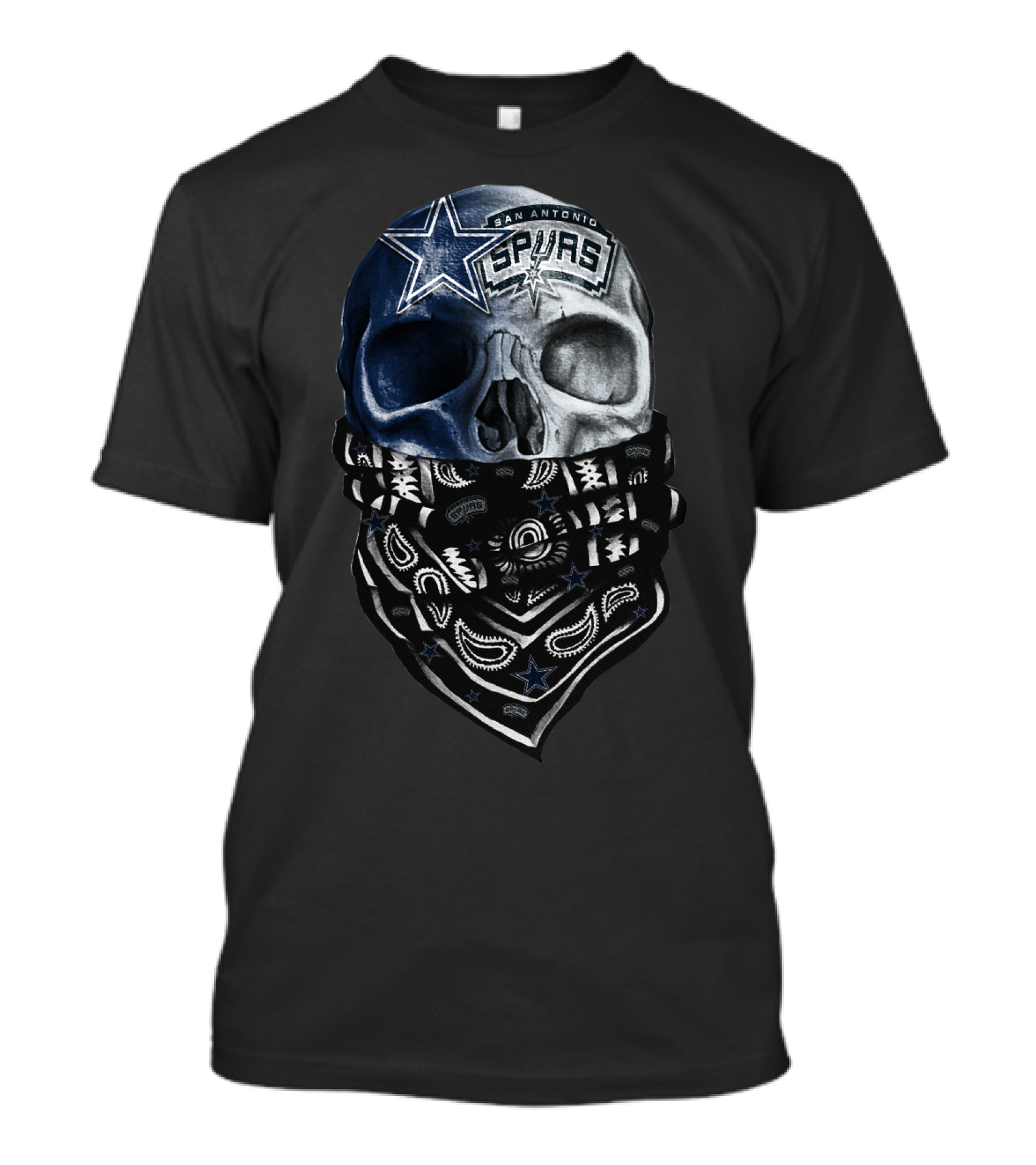 San Antonio Spurs Skull With Paisley Bandana T-Shirt