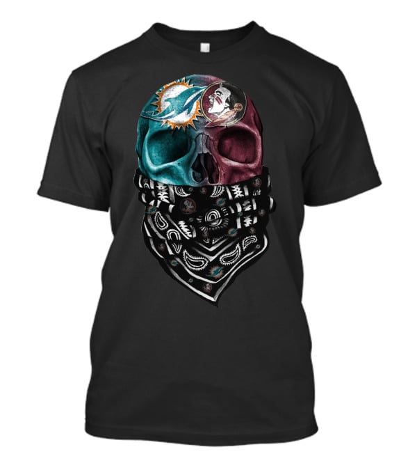 Miami Dolphins Washington Football Team Skull Bandana T-Shirt