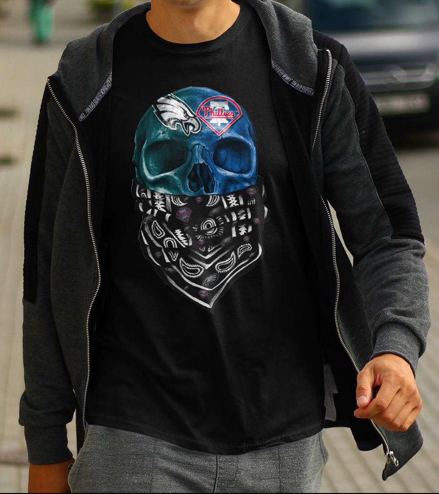 Philadelphia Eagles Phillies Skull Bandana T-Shirt