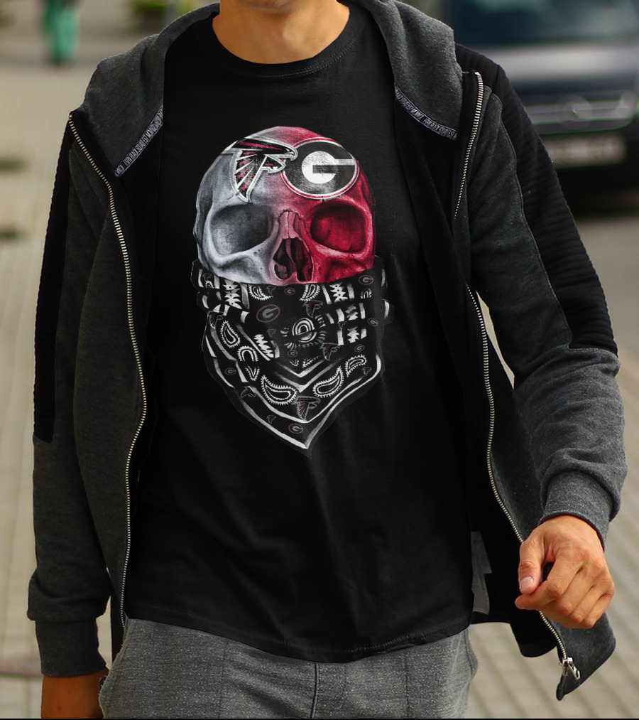 Falcons Georgia Bulldogs Skull Bandana T-Shirt