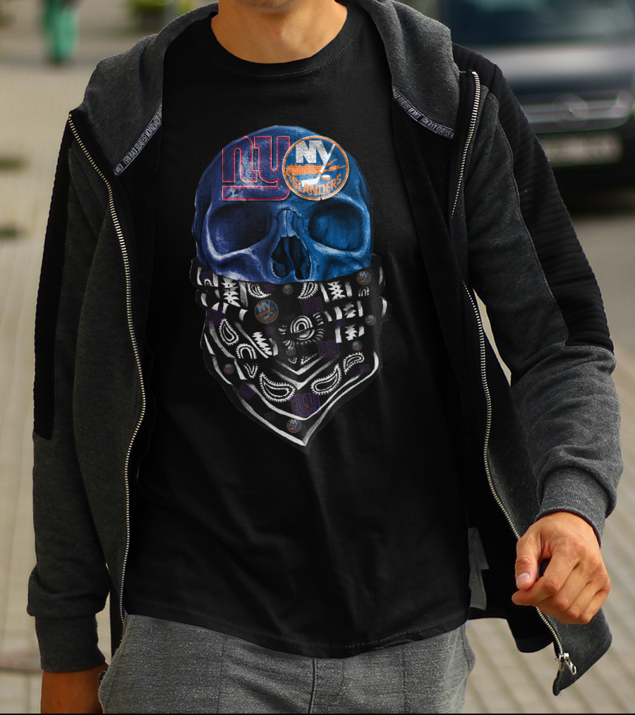 Ny Islanders And Giants Skull Bandana Sku 063 T-Shirt