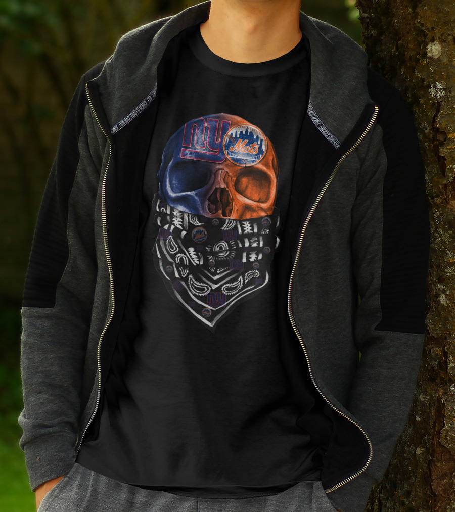 Ny Giants Mets Skull Bandana T-Shirt