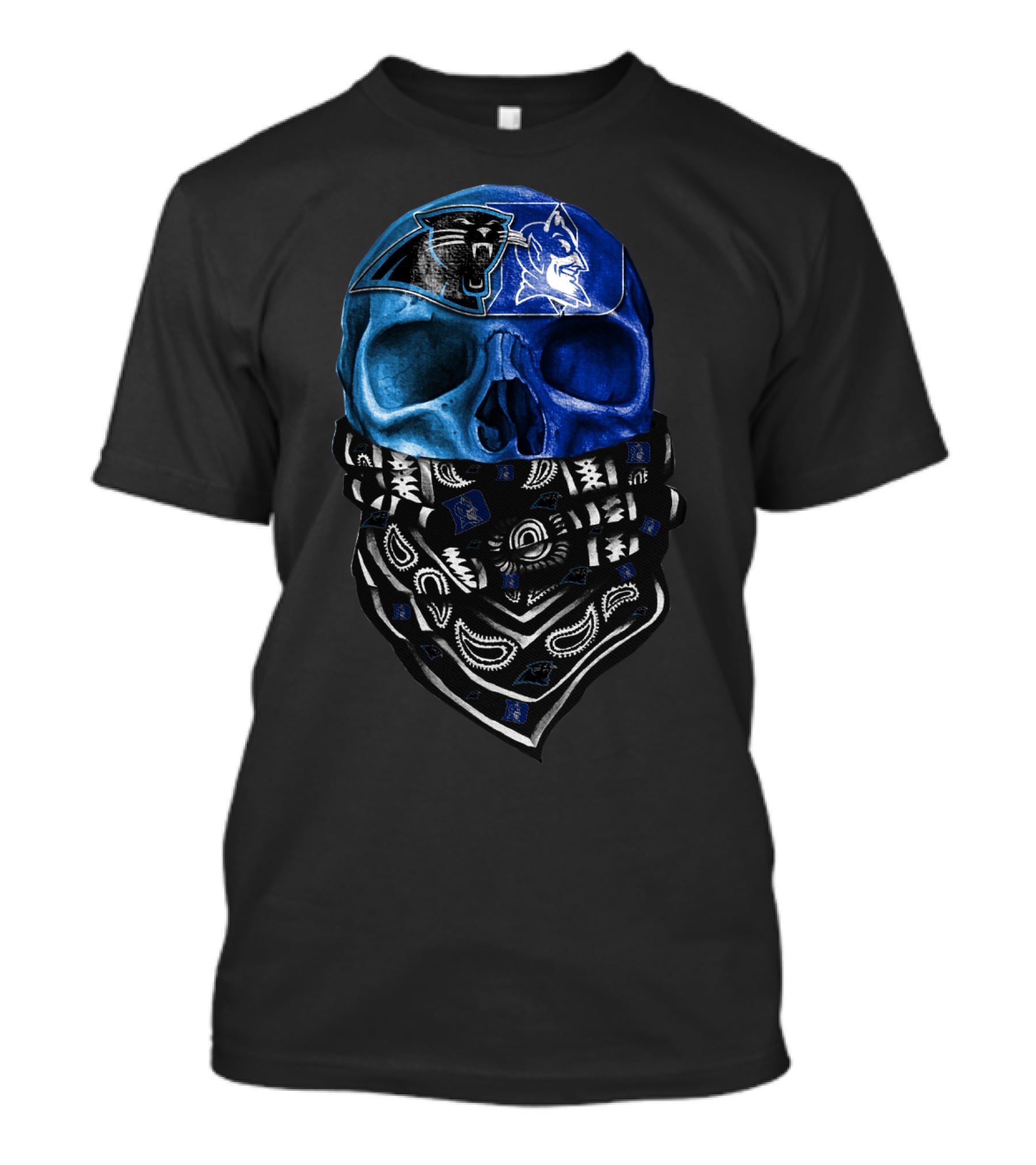 Carolina Panthers Duke Blue Devils Skull Bandana T-Shirt