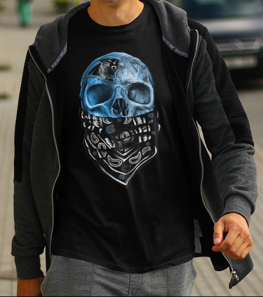 Panthers Tar Heels Skull Bandana T-Shirt