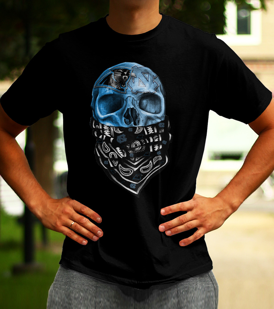 Panthers Tar Heels Skull Bandana T-Shirt