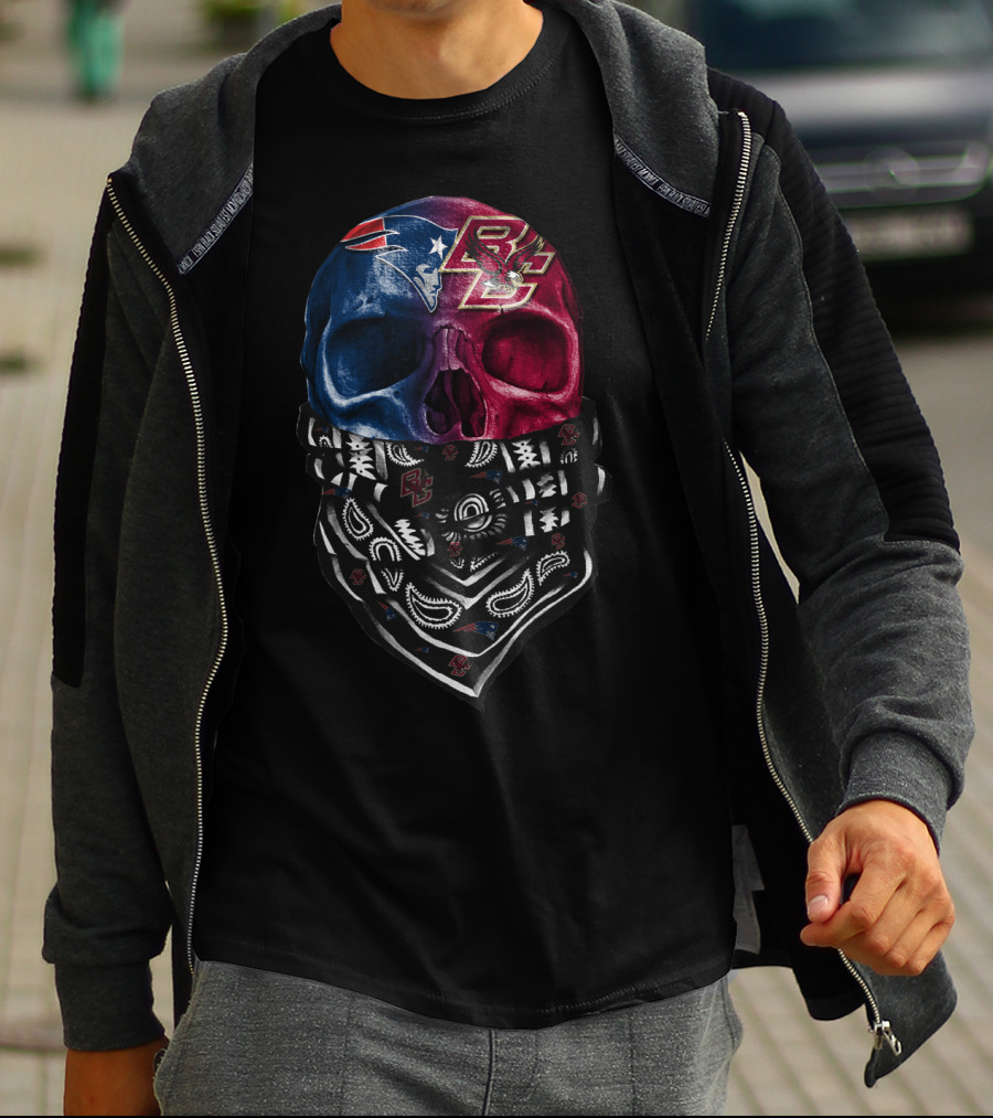 New England Patriots Bc Eagles Split Skull Bandana T-Shirt