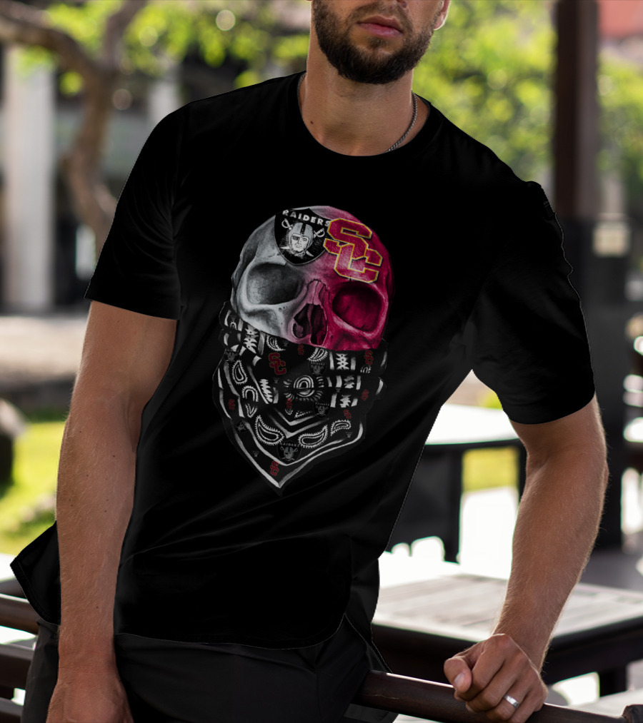 Raiders Usc Skull Bandana T-Shirt