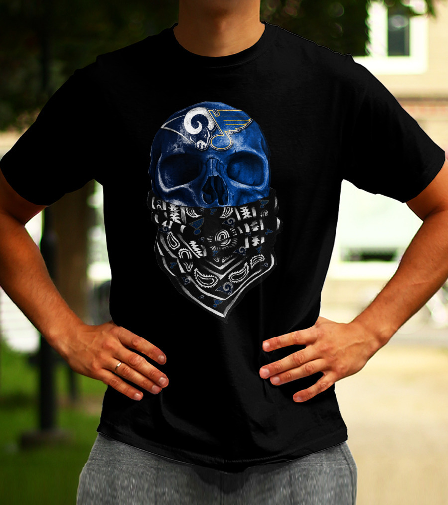 St. Louis Blues Skull Bandana T-Shirt