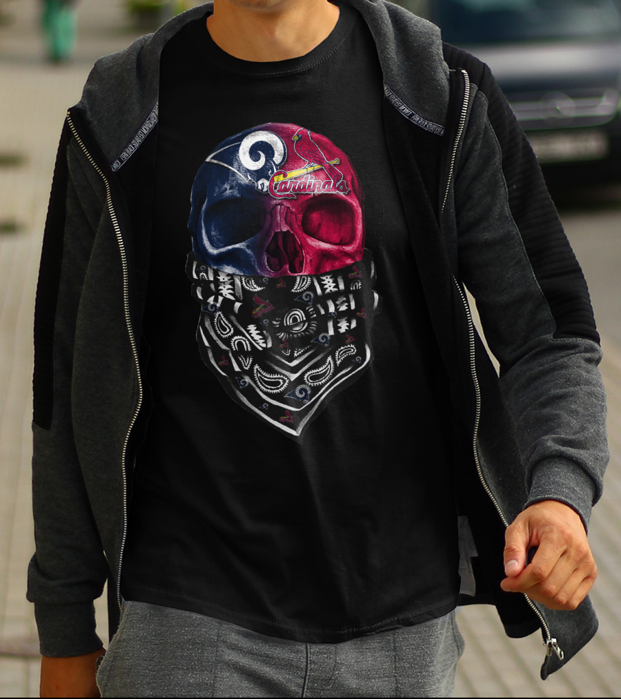 Rams Cardinals Skull Bandana T-Shirt