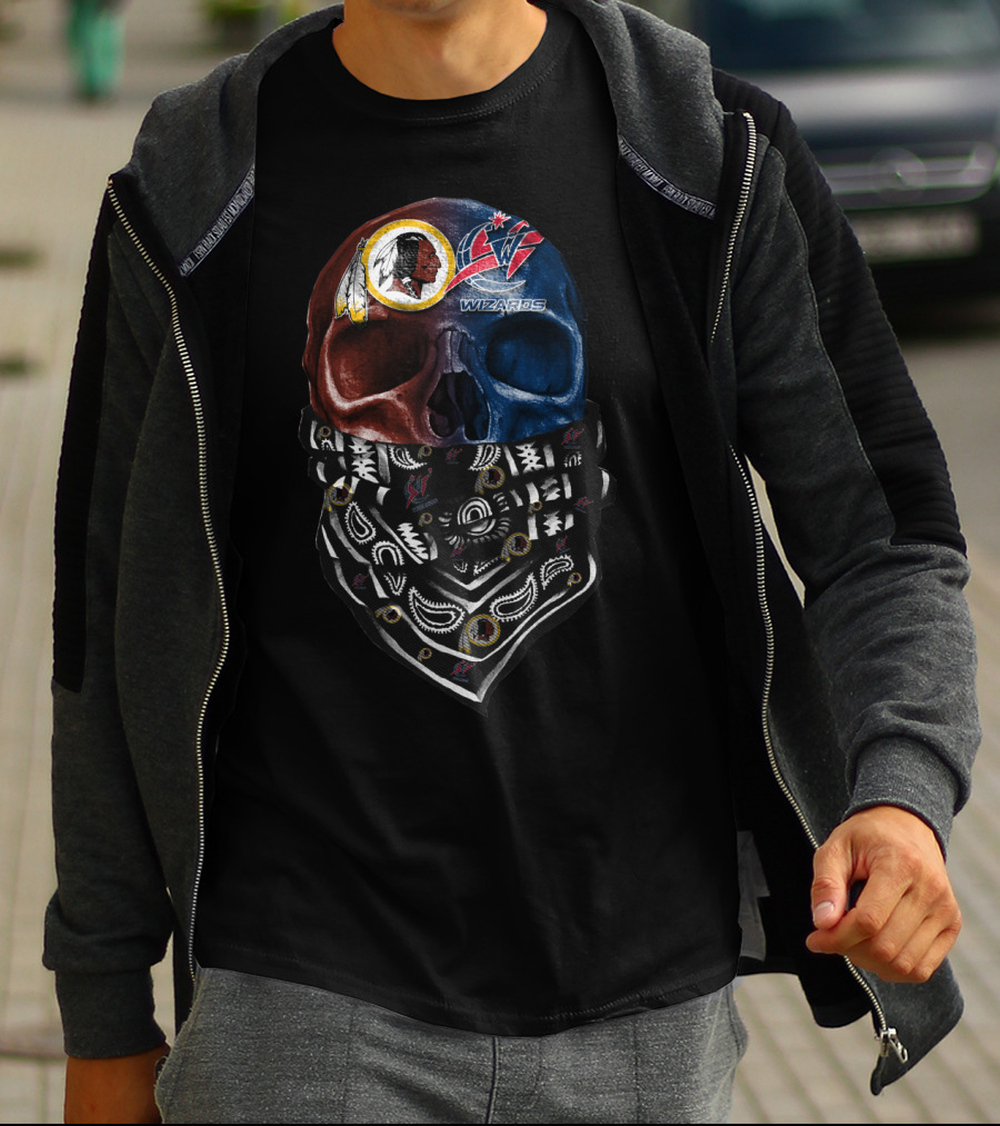 Washington Redskins Wizards Skull Bandana Sku T-Shirt