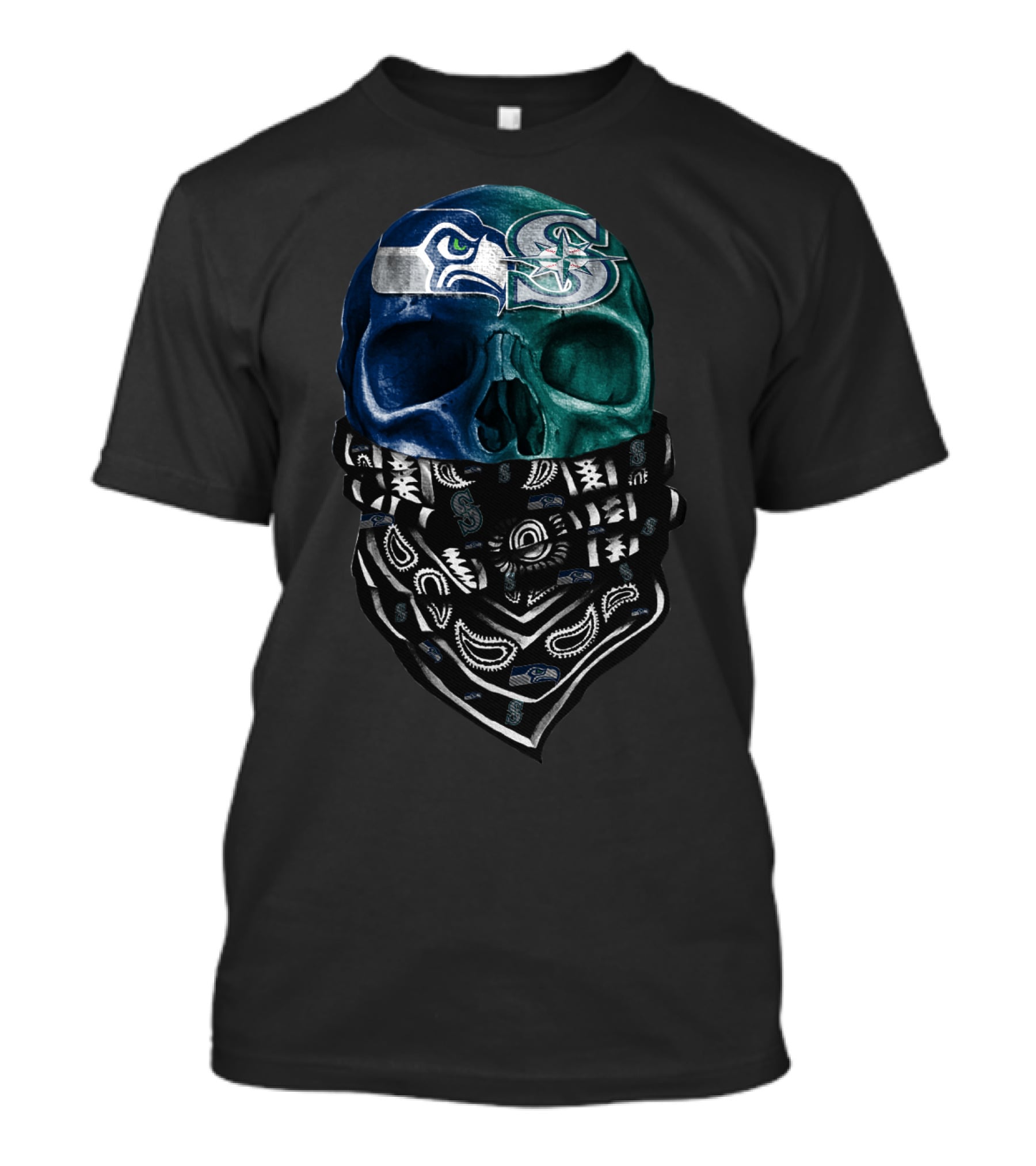 Mariners Seahawks Skull Bandana T-Shirt