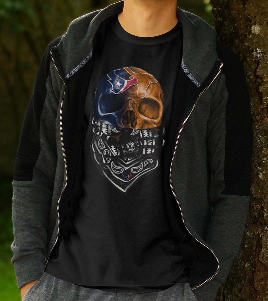 Texas Football Skull With Bandana T-Shirt