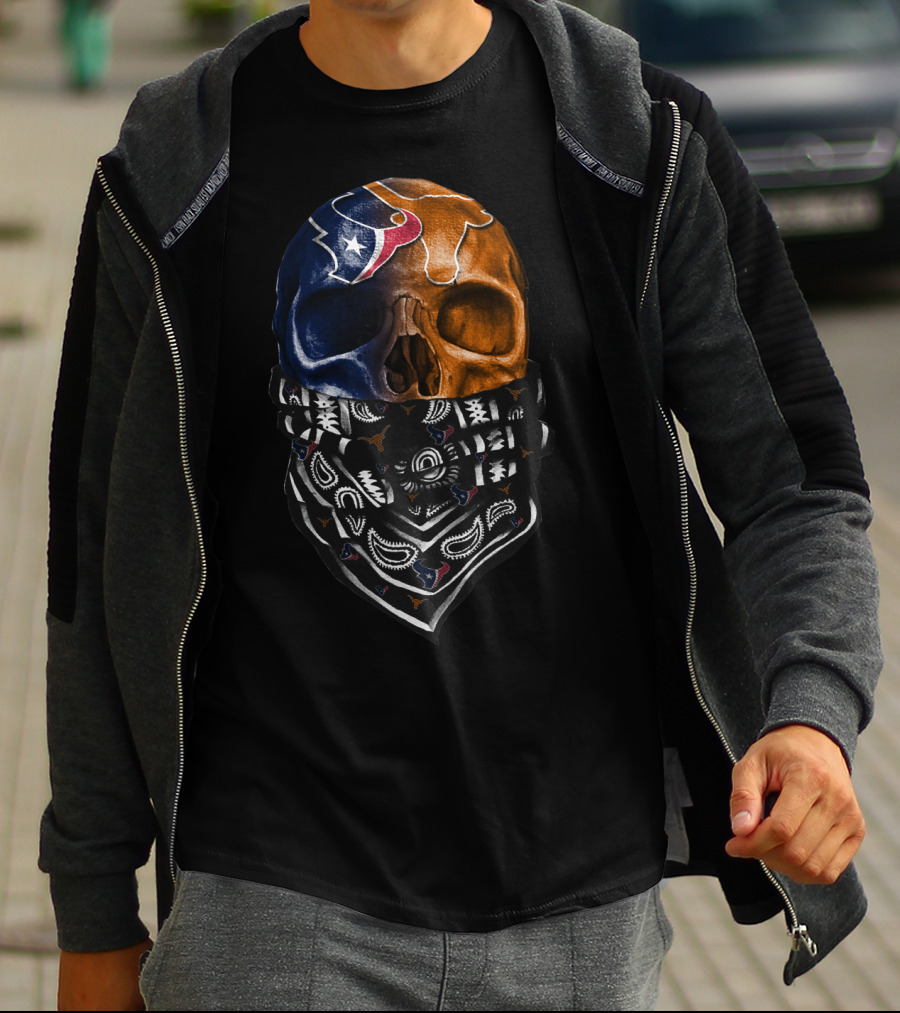 Texas Football Skull With Bandana T-Shirt