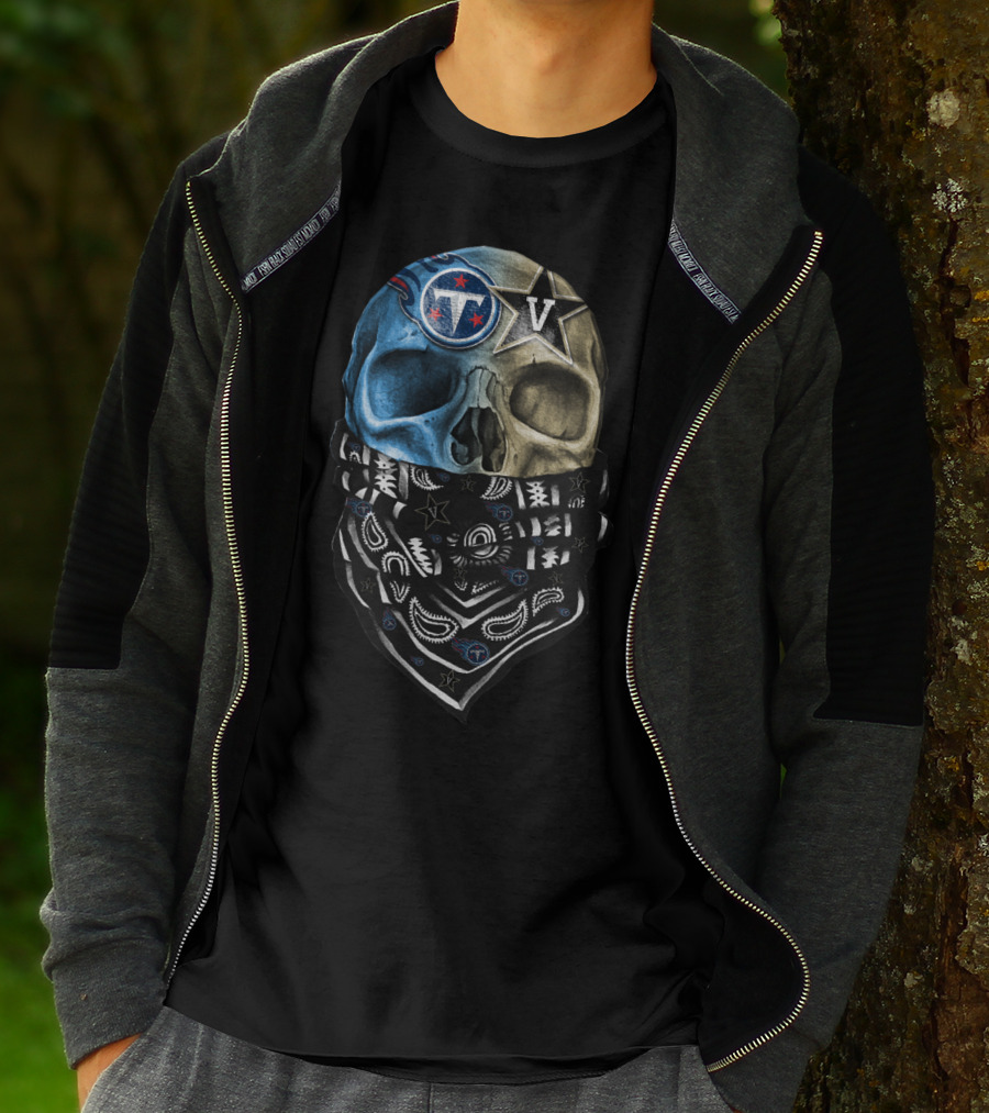 Tennessee Titans Dual Skull With Bandana T-Shirt