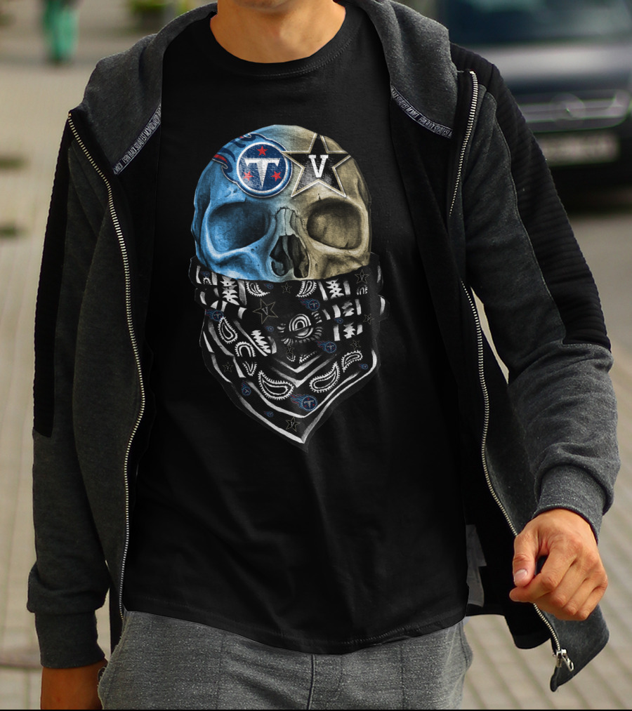 Tennessee Titans Dual Skull With Bandana T-Shirt