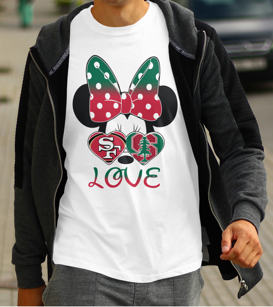 San Francisco 49ers Stanford Cardinal Minnie Mouse Love T-Shirt