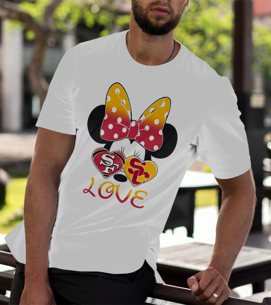 Sf Sc Love Minnie Mouse Bow And Hearts T-Shirt