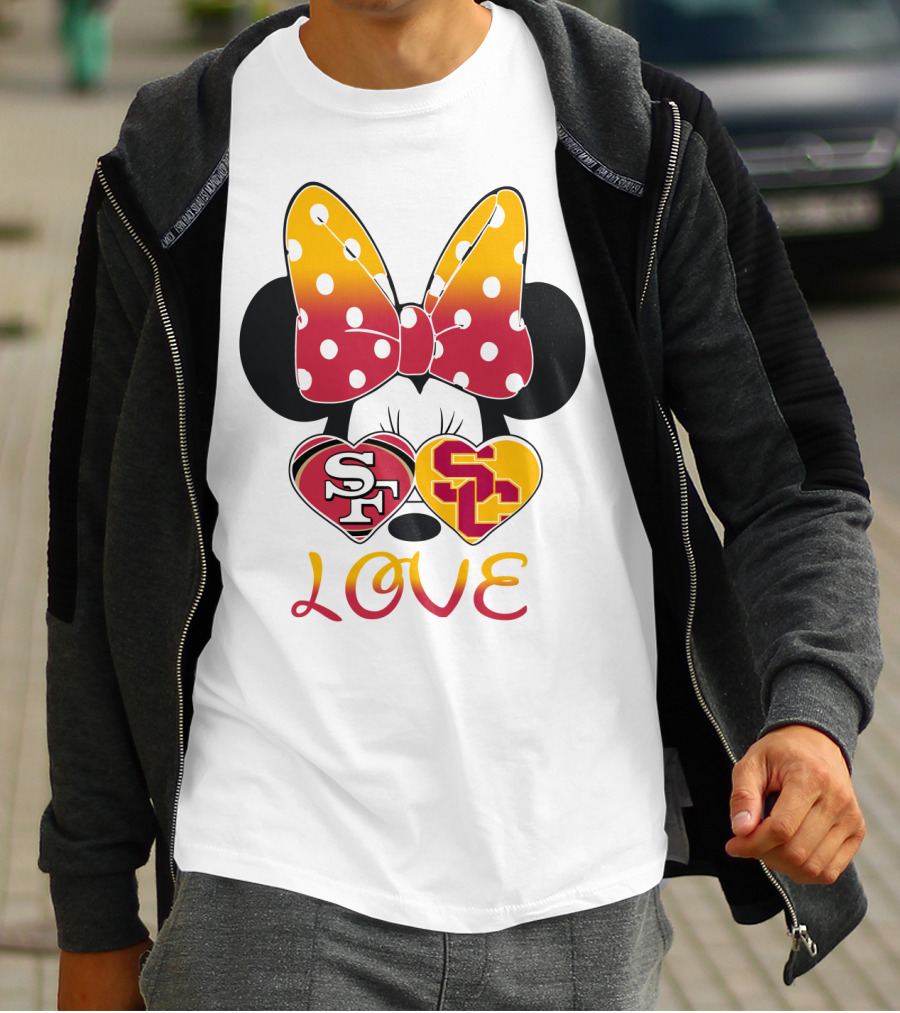 Sf Sc Love Minnie Mouse Bow And Hearts T-Shirt