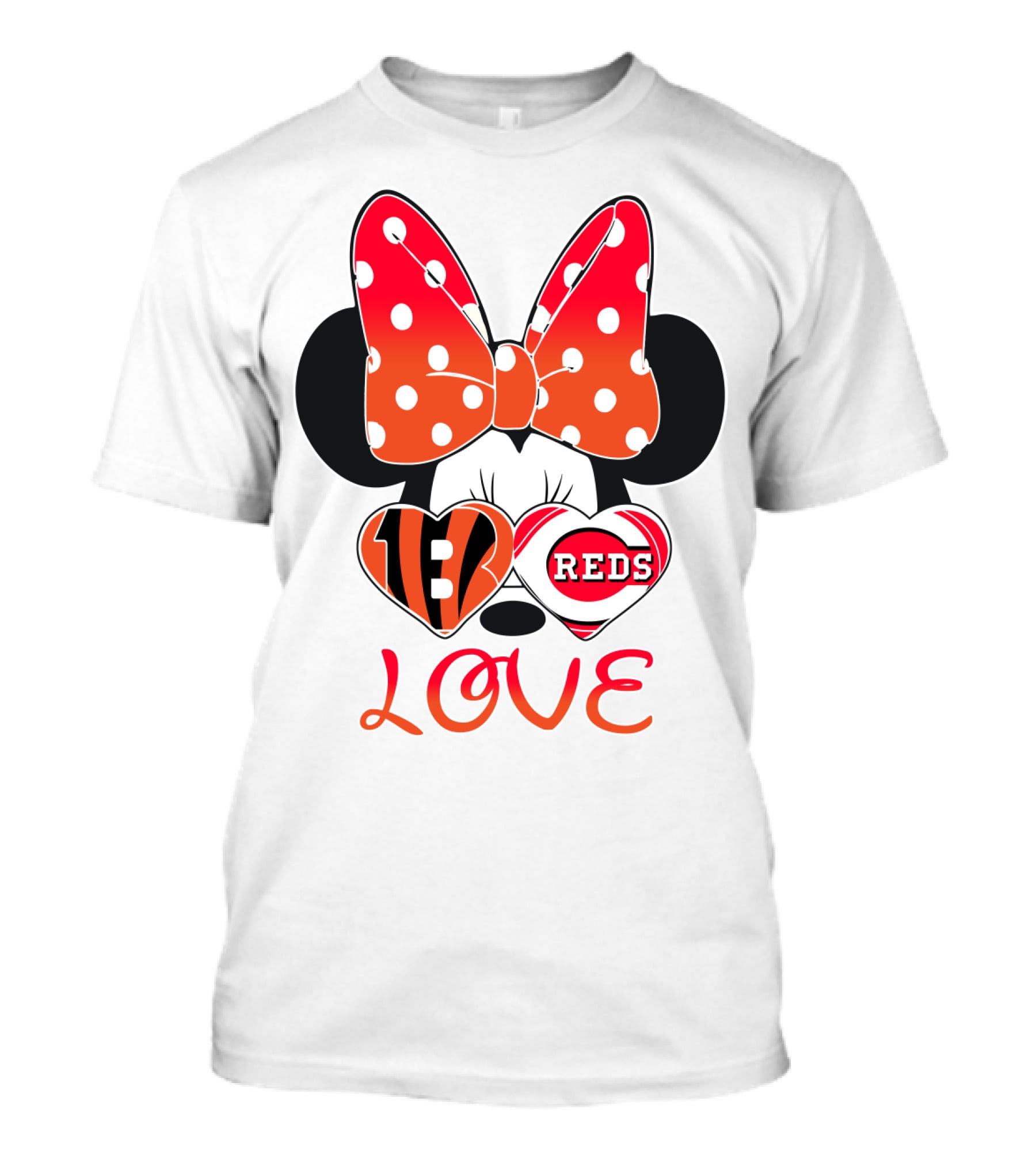 Minnie Love Bengals Reds Hearts T-Shirt