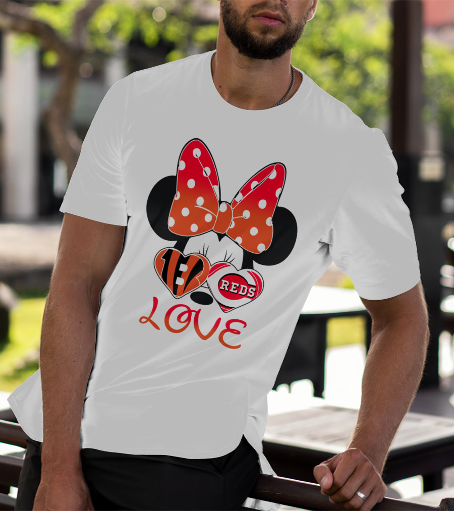 Minnie Love Bengals Reds Hearts T-Shirt