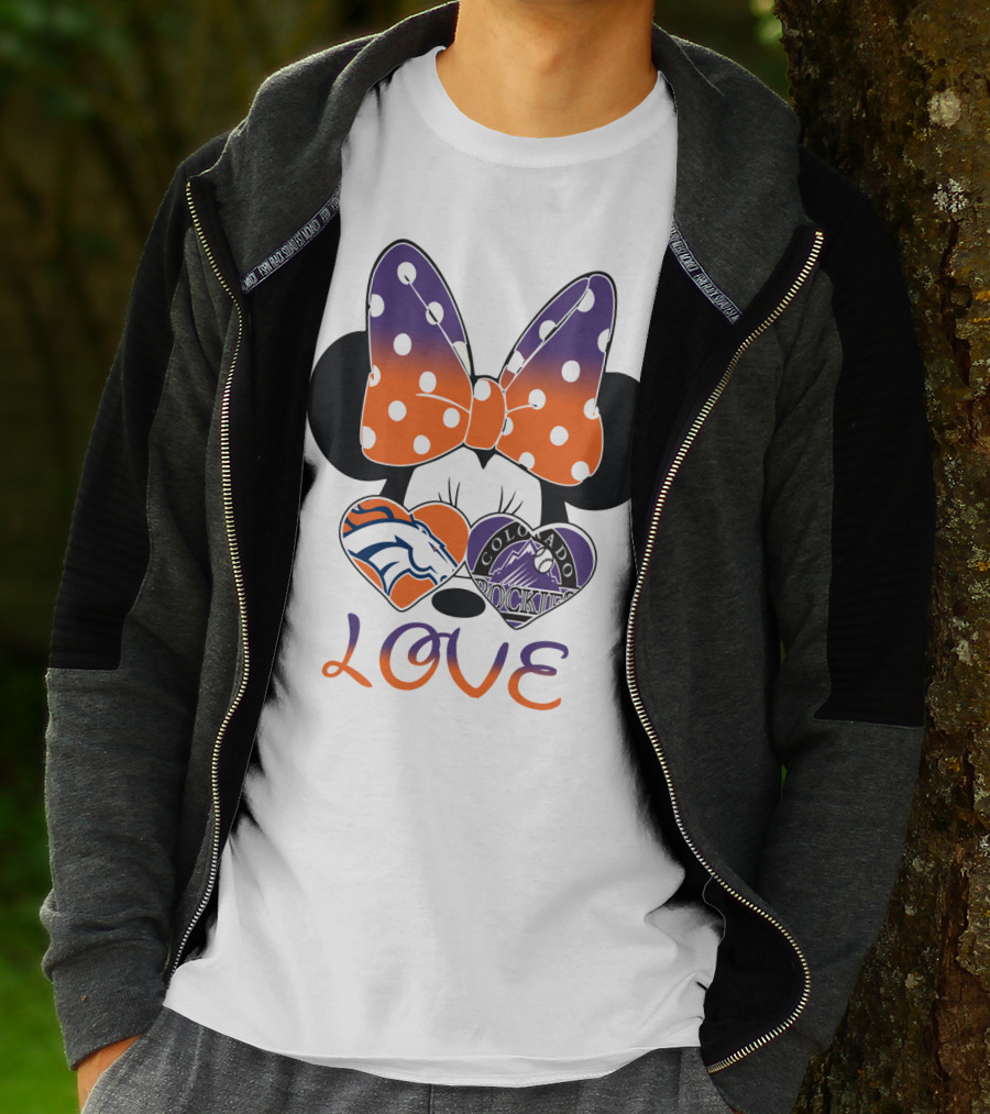 Minnie Mouse Colorado Rockies Denver Broncos Love T-Shirt