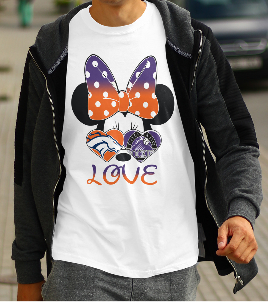 Minnie Mouse Colorado Rockies Denver Broncos Love T-Shirt