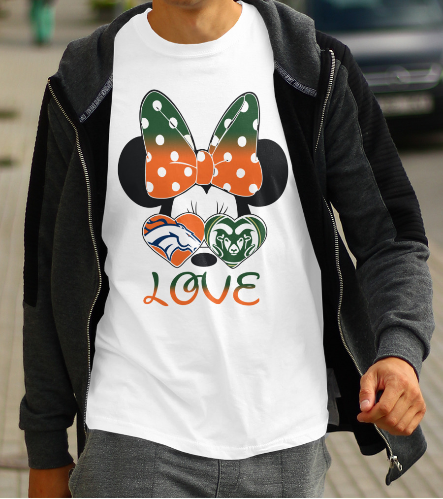 Minnie Love Denver Broncos And Colorado State Rams T-Shirt