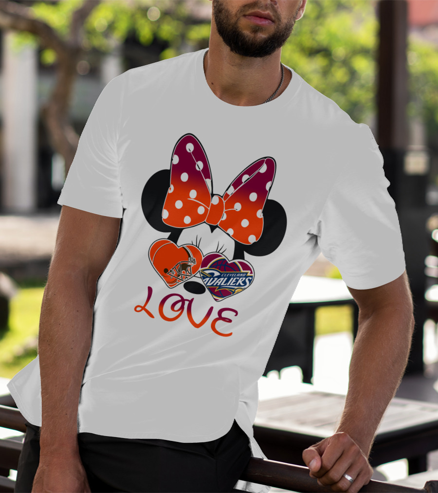 Love Cleveland Browns Cavaliers Minnie Bow T-Shirt