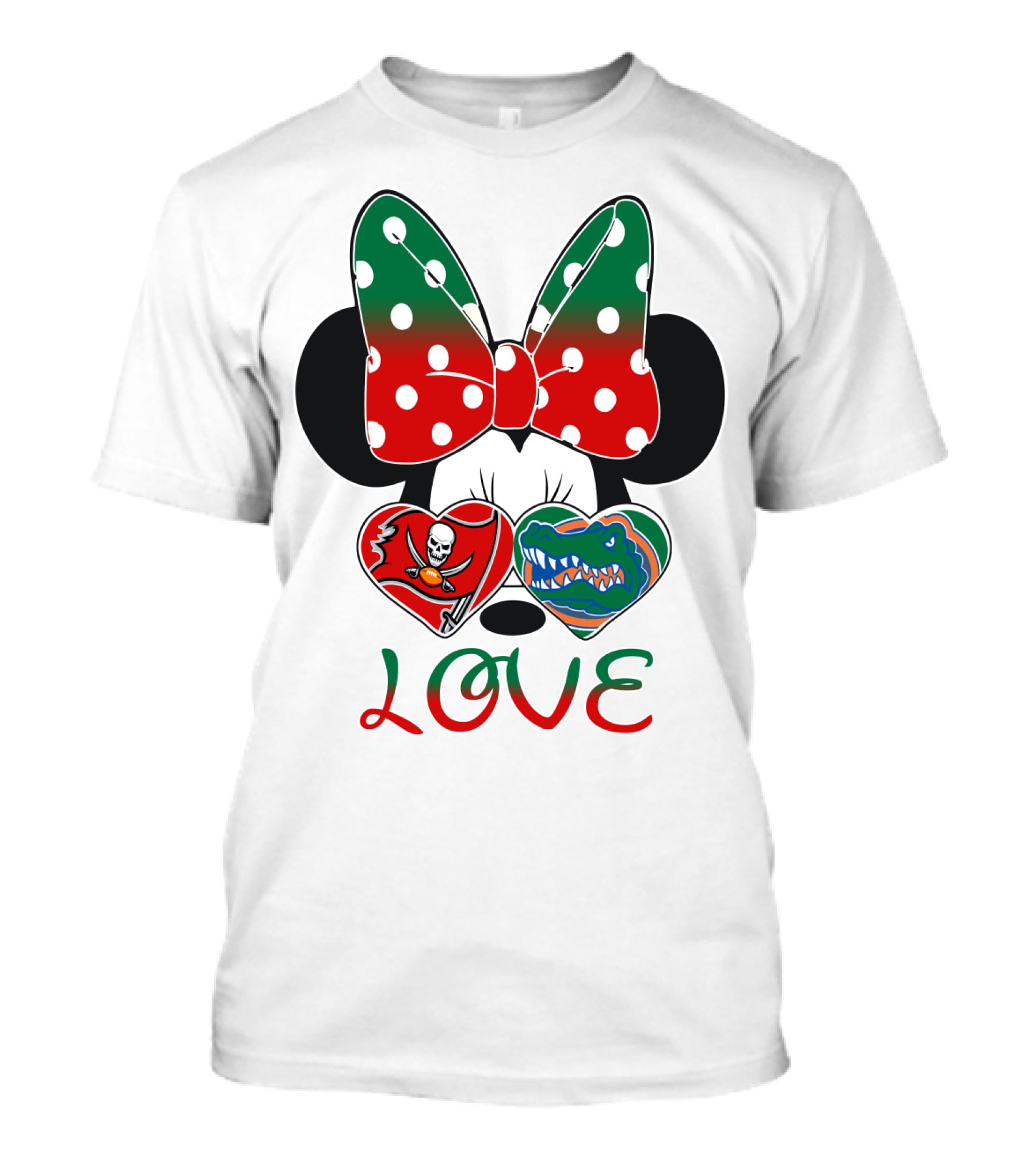Minnie Love Tampa Bay Buccaneers Florida Gators Holiday Bow T-Shirt