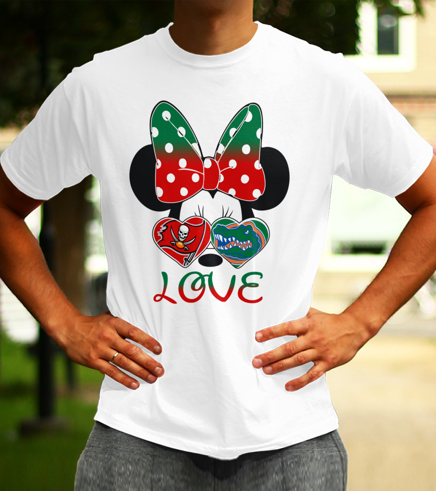 Minnie Love Tampa Bay Buccaneers Florida Gators Holiday Bow T-Shirt
