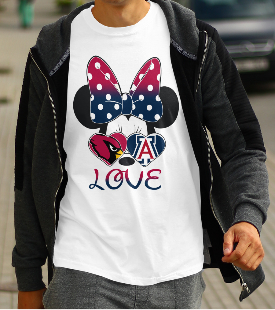 Minnie Mouse Cardinals Arizona Wildcats Love T-Shirt