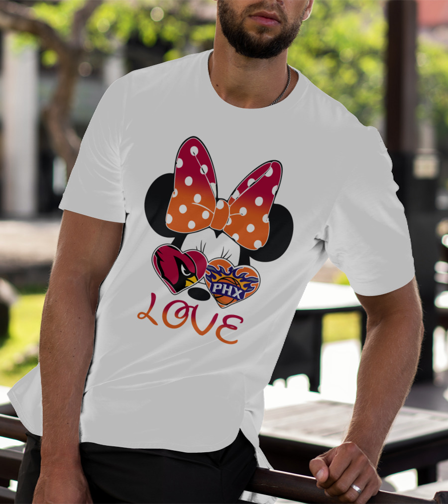 Love Mickey Mouse Minnie Bow Arizona Cardinals Phoenix Suns T-Shirt