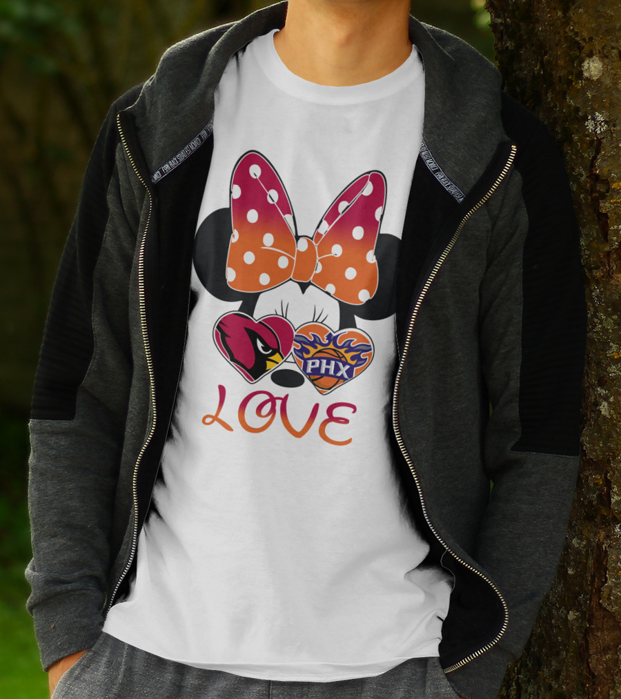 Love Mickey Mouse Minnie Bow Arizona Cardinals Phoenix Suns T-Shirt