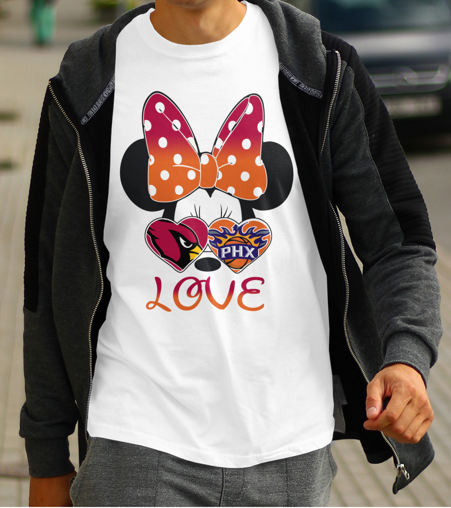 Love Mickey Mouse Minnie Bow Arizona Cardinals Phoenix Suns T-Shirt
