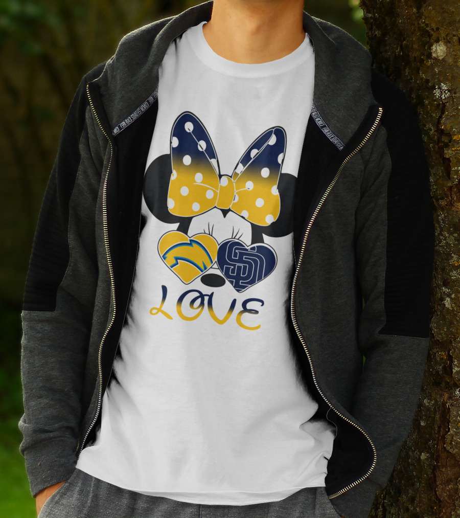 Love San Diego Chargers Padres Bow Minnie T-Shirt