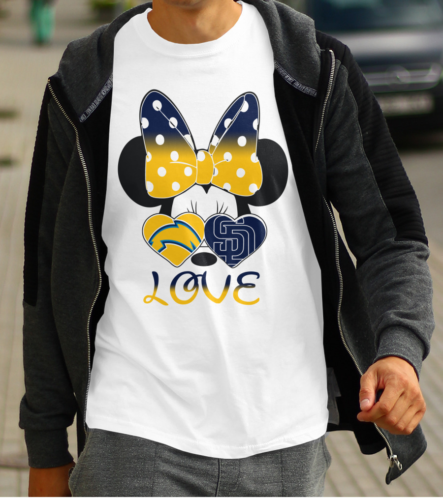 Love San Diego Chargers Padres Bow Minnie T-Shirt
