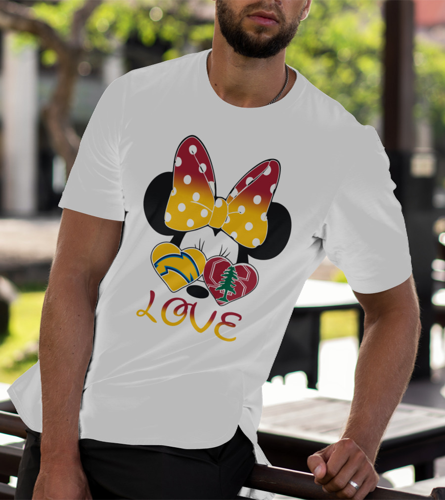 Minnie Mouse Love Heart Chargers Stanford Tree T-Shirt