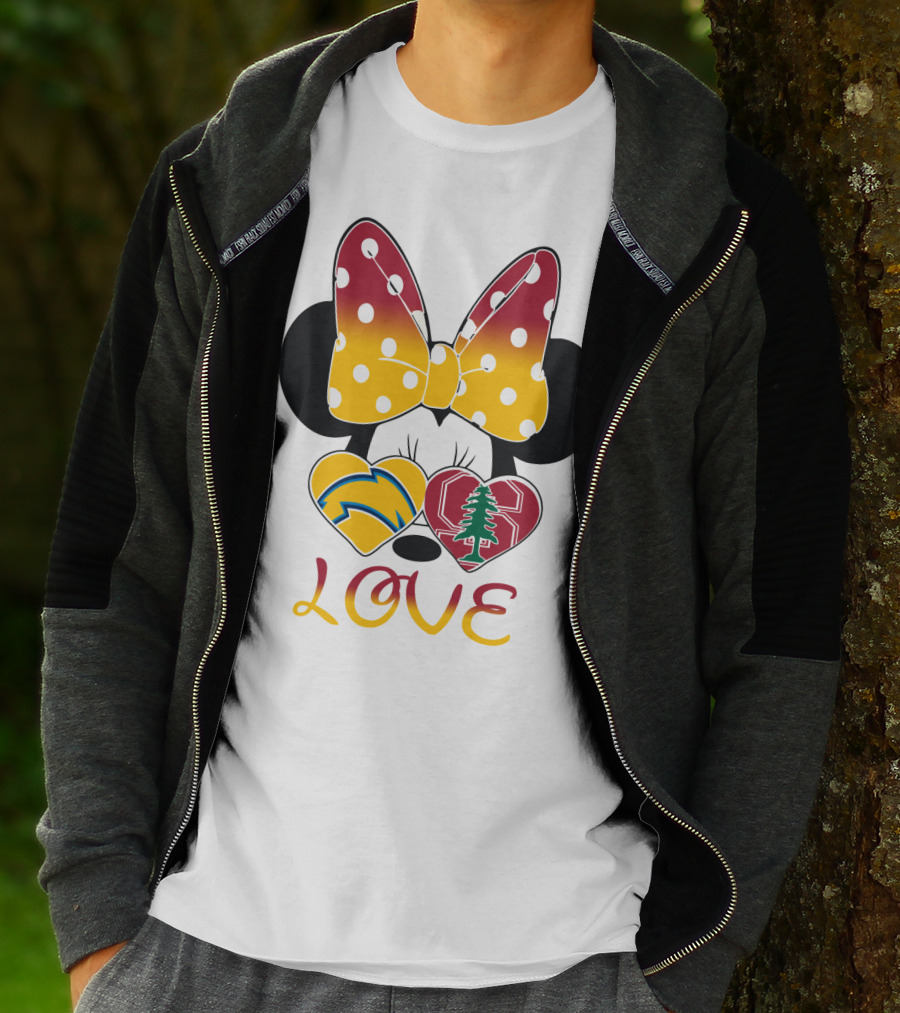 Minnie Mouse Love Heart Chargers Stanford Tree T-Shirt