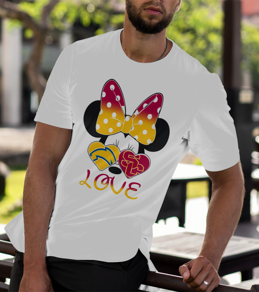 Love Minnie Chargers Usc Heart T-Shirt