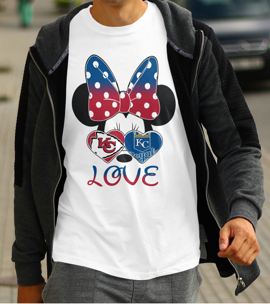 Love Minnie Mouse Kc Chiefs Royals Disney Kansas City T-Shirt