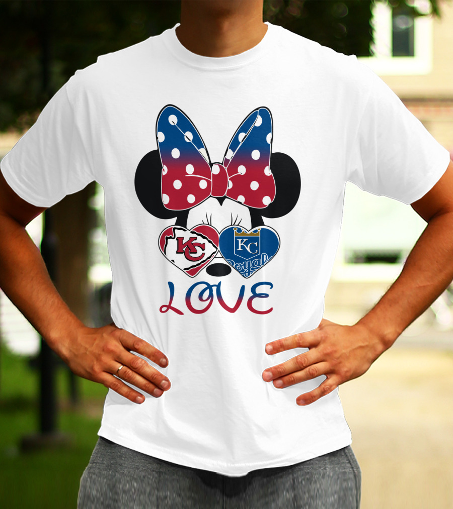 Love Minnie Mouse Kc Chiefs Royals Disney Kansas City T-Shirt