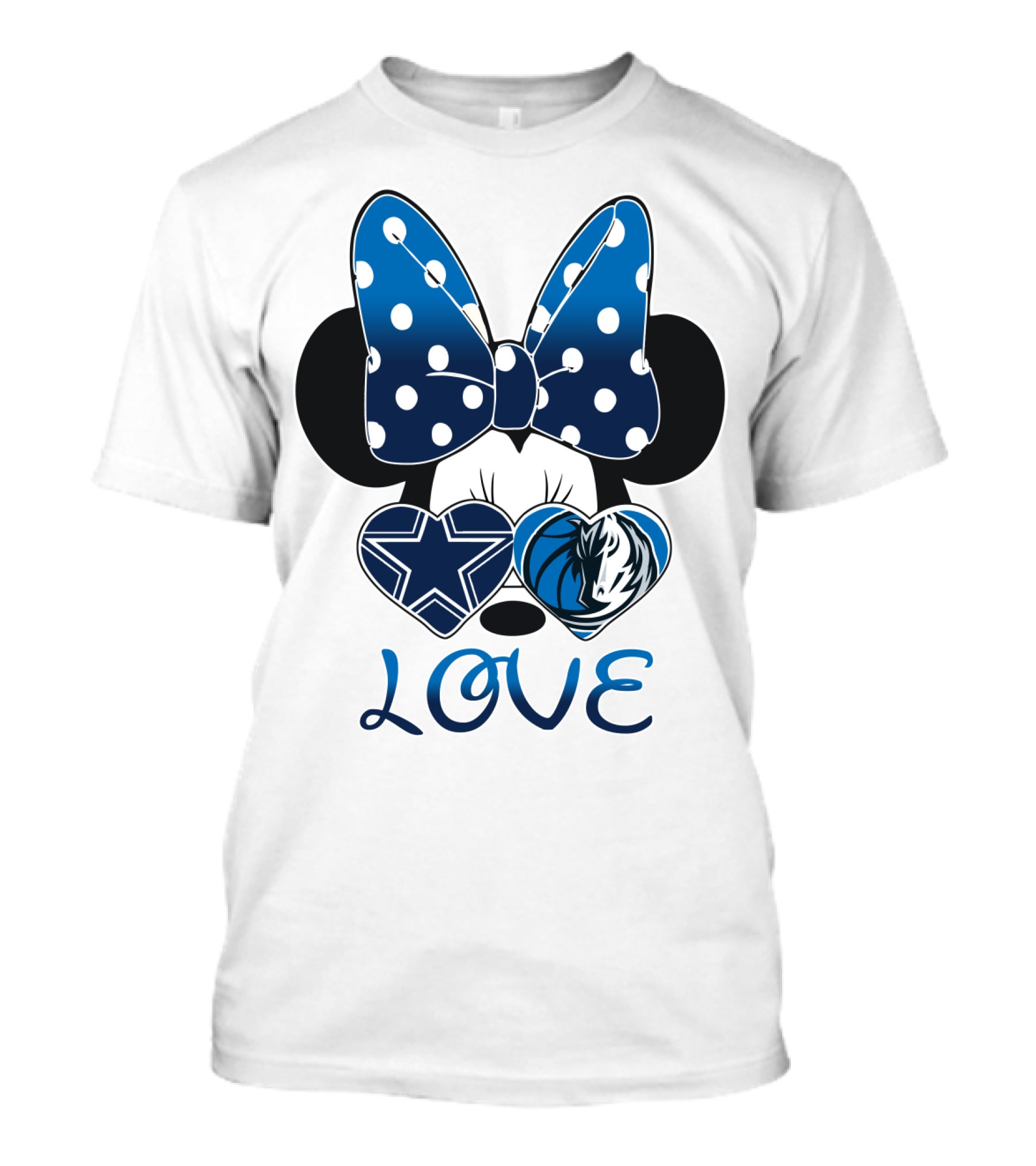 Love Dallas Cowboys Mavericks Minnie Bow Bowtie Hearts T-Shirt