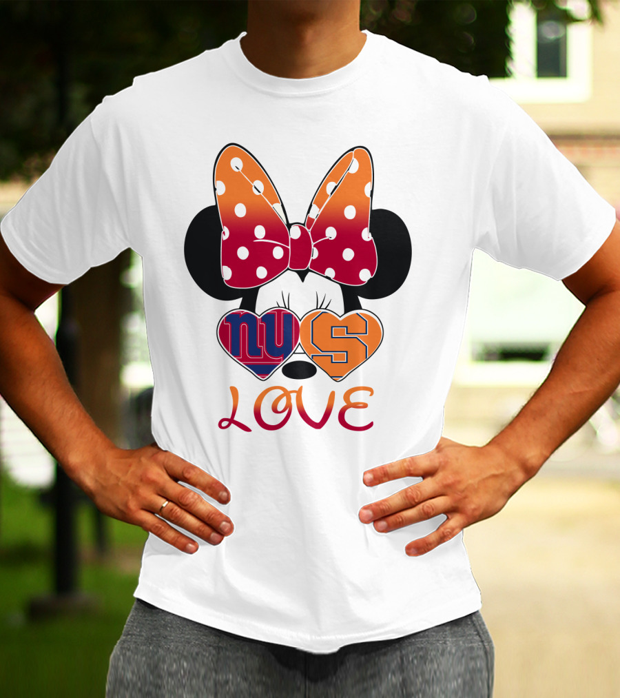 Ny Giants Syracuse Love Minnie Mouse Bow Hearts T-Shirt