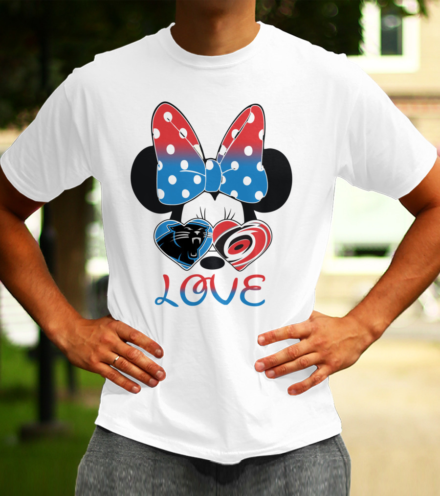 Love Carolina Panthers Hurricanes Minnie Bow T-Shirt