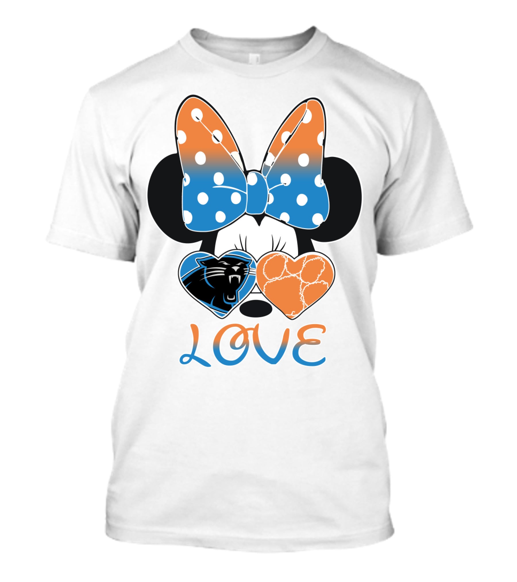 Minnie Mouse Bow Love Panthers Clemson Mix T-Shirt